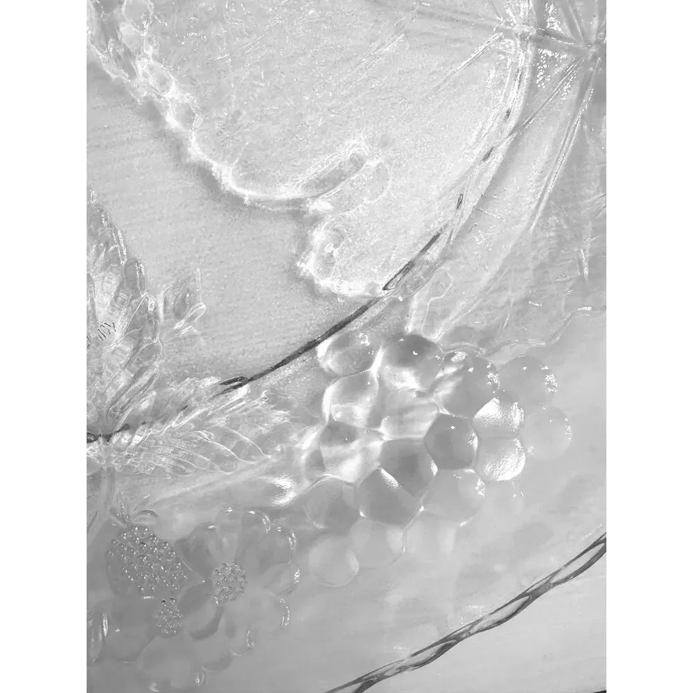 Anchor Hocking Heavy Glass Oval Embossed Grapes Leaves Berries Platter 17.75
